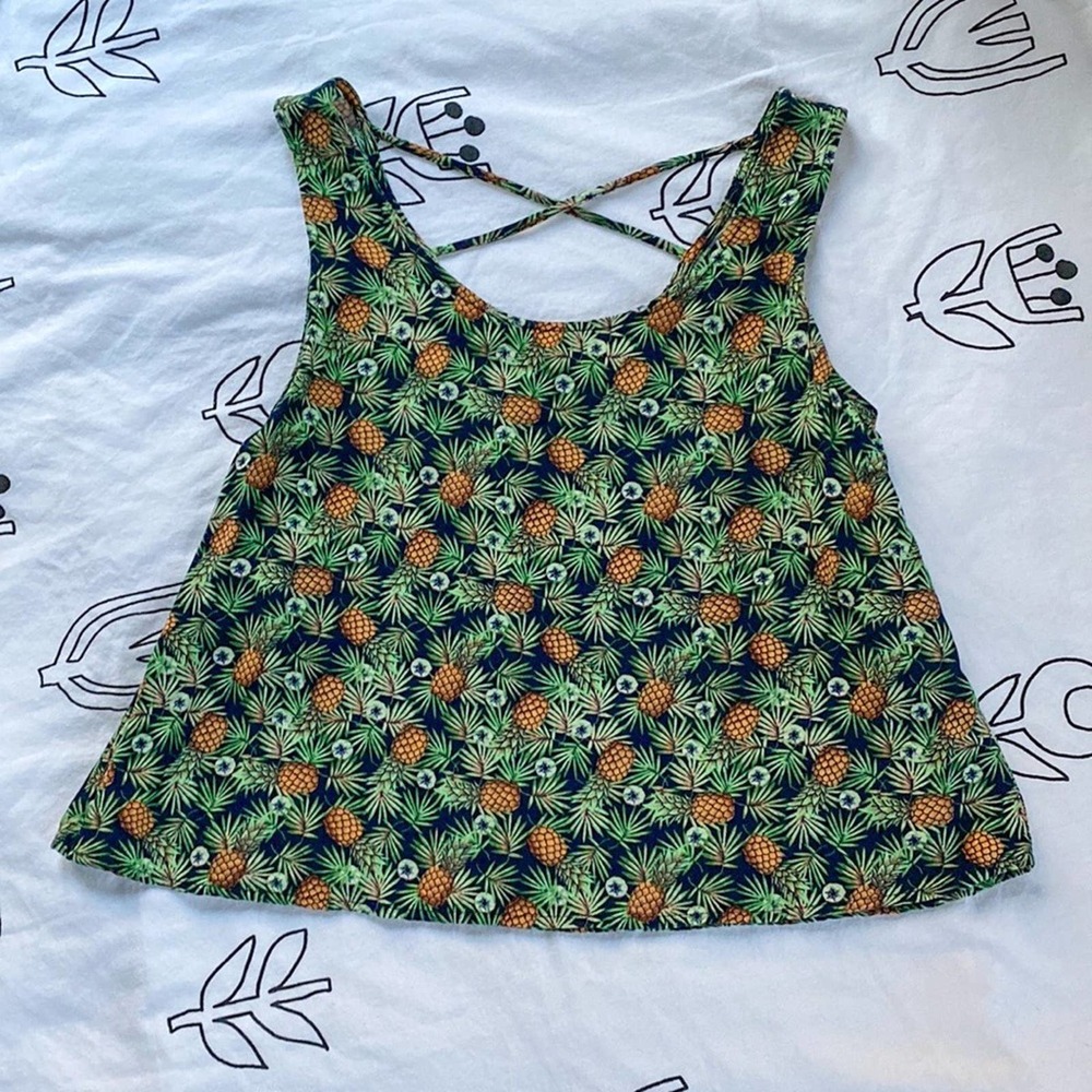 MINE Pineapple Green Tank Top Size S